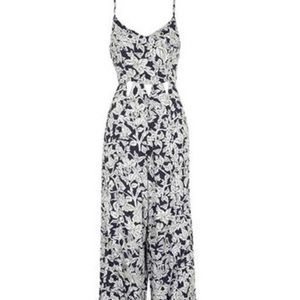 Topshop Navy and White Floral Cutout Jumpsuit (6)